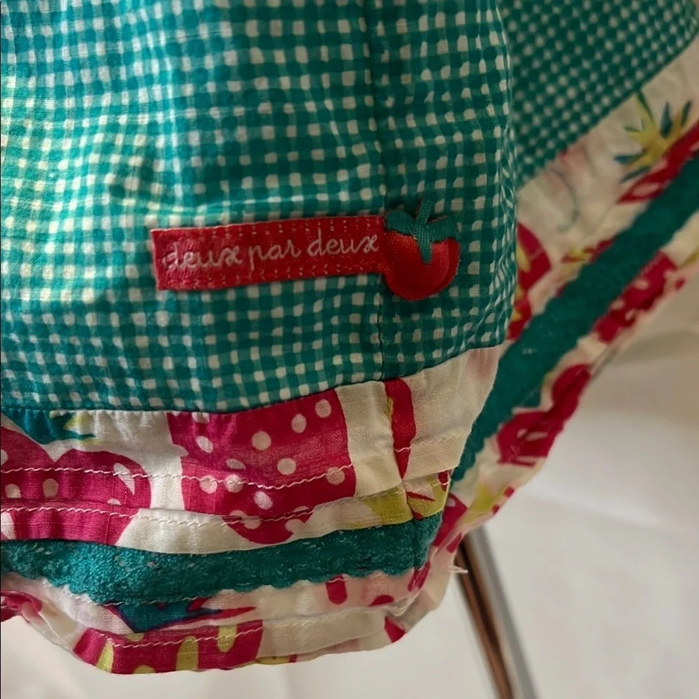 Deux par Deux Green and Pink Camisole with Smocked Bodice